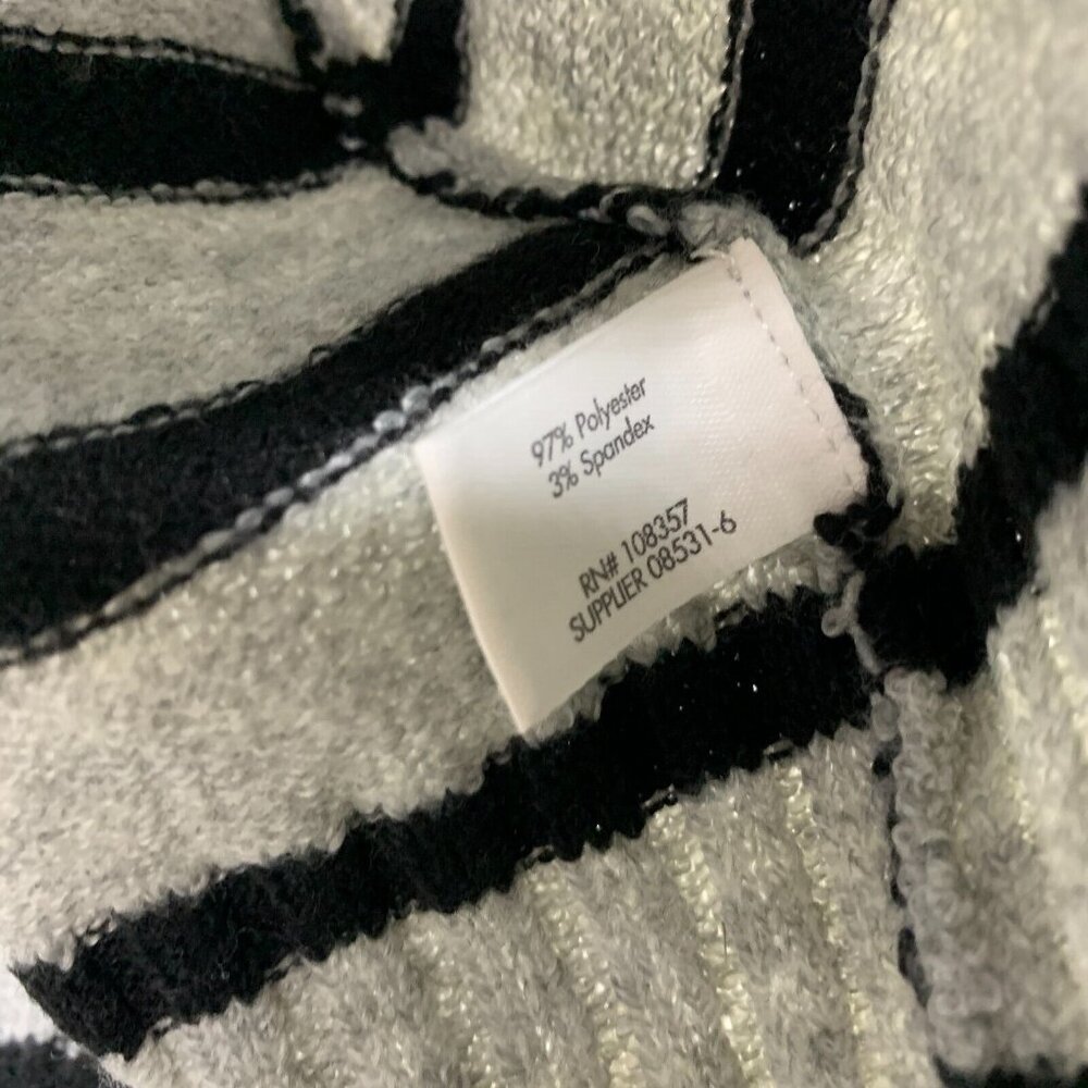 Stylus Sweater Gray Black Stripe V Neck Long Sleeve Pullover NWT - Picture 8 of 12